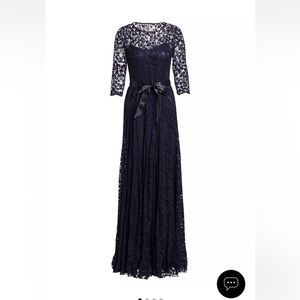 Teri Jon by Rickie Freeman Navy Lace Gown